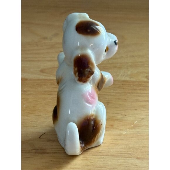 Vintage Hand-Painted Ceramic Dog Puppy Spaniel Figurine Brown & White Japan - Picture 5 of 7